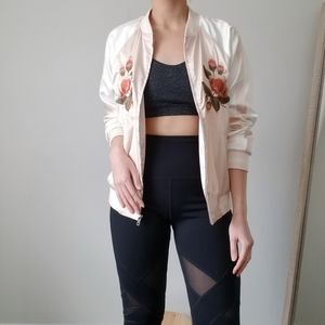Embroidered satin bomber jacket